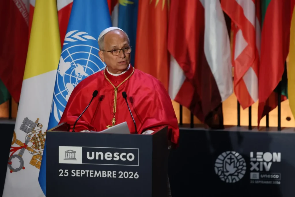 Pave Leo XIV taler ved UNESCO i Paris den 25. september 2026.